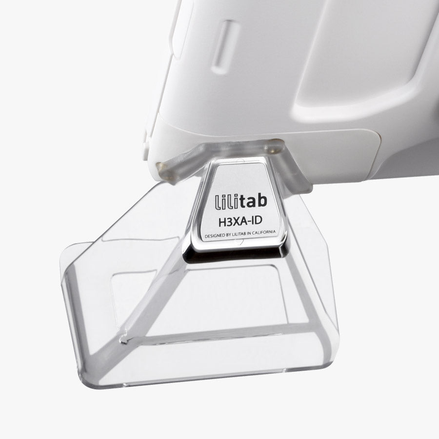ID Capture accessory for Lilitab iPad kiosk system - rear close up view